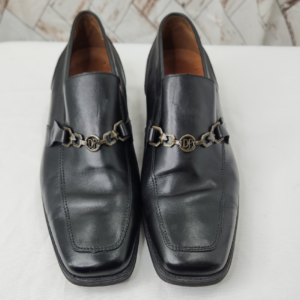 Donald J. Pliner Black Leather Bit Loafers